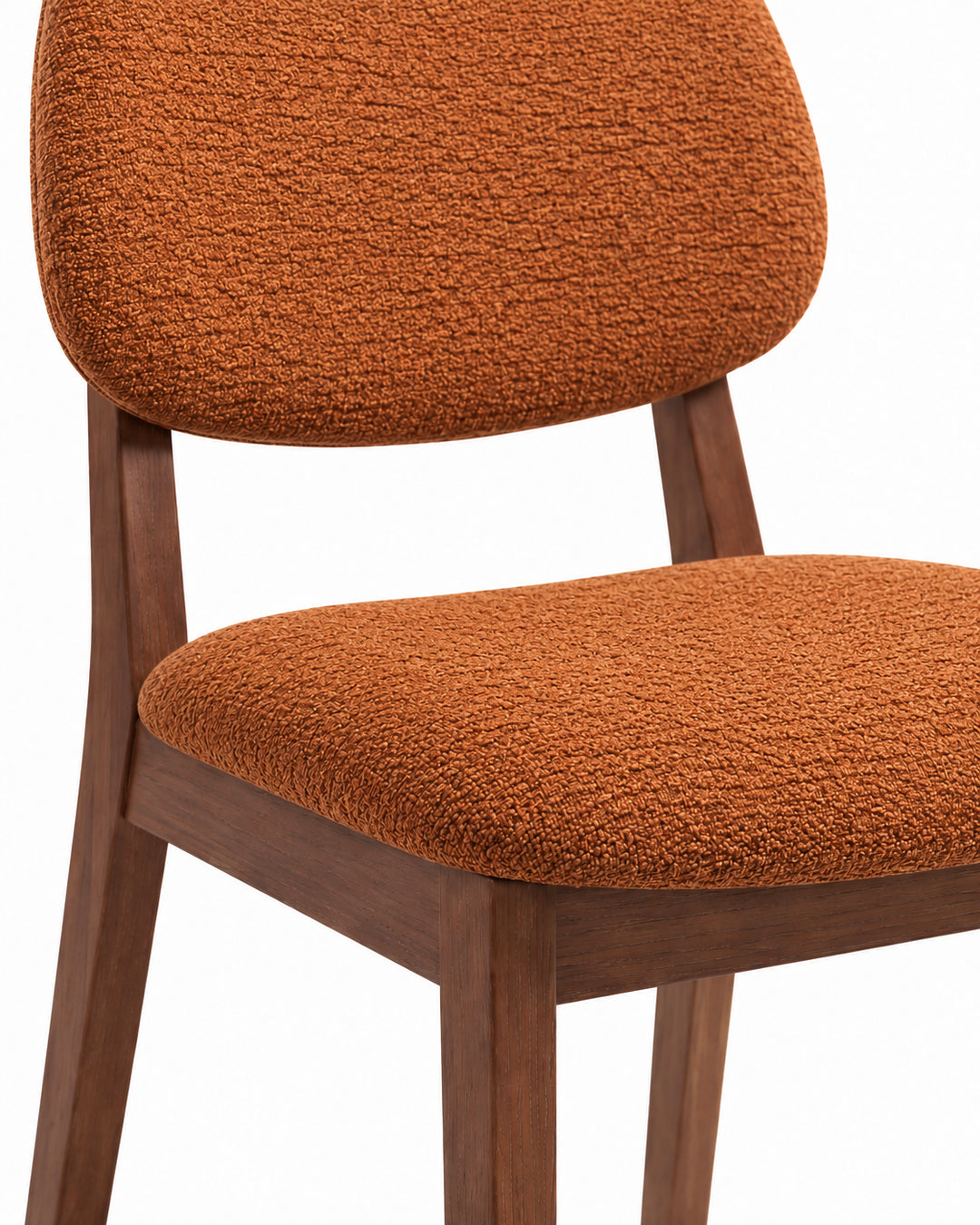 Cadeira de Madeira Maciça Estofada Nilo - Natural c/ Boucle Terracota