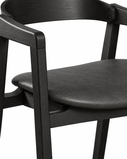 Cadeira de Madeira Maciça Estofada Eron - Preto c/ PU Preto