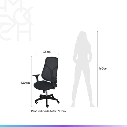 Cadeira de Escritório Giratória com Regulagem de Altura Sean - Preto