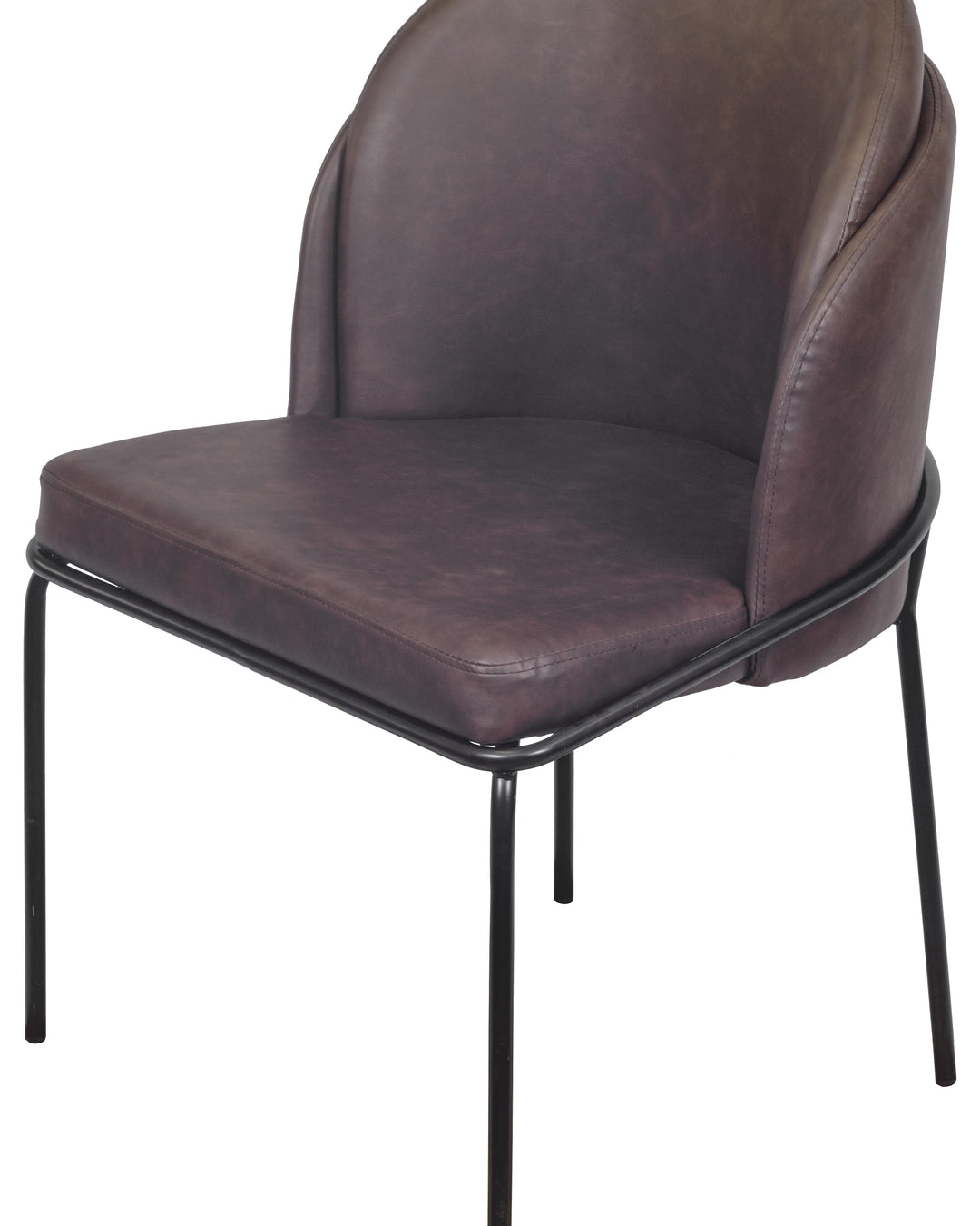 Cadeira de Aço Estofada Vetra - PU Café c/ Preto