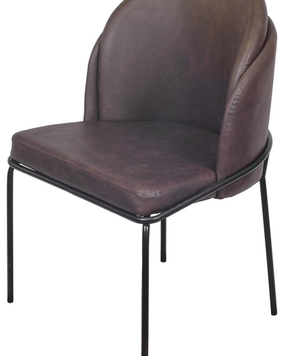 Cadeira de Aço Estofada Vetra - PU Café c/ Preto