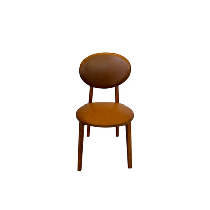 Cadeira de Madeira Maciça Estofada Mila - Freijó c/ PU Caramelo