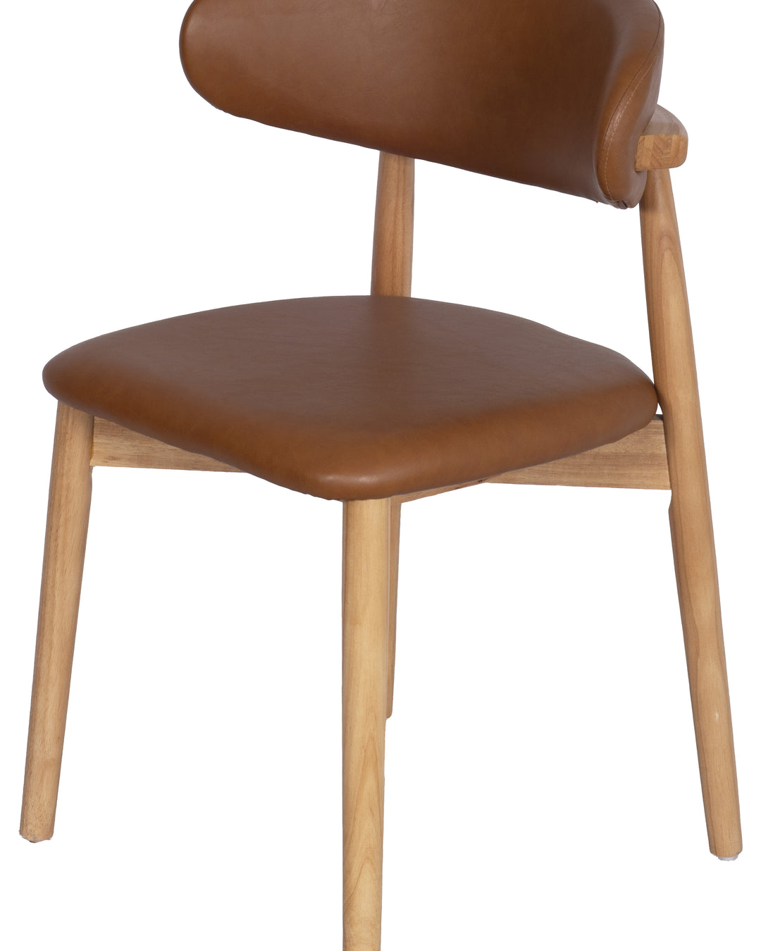 Cadeira de Madeira Maciça Estofada Orven - Natural c/ PU Caramelo