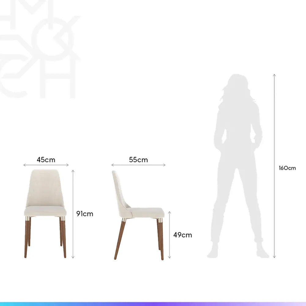 Conjunto de Jantar Mesa Orgânica Kalyx 4 Cadeiras Lara - Champanhe c/ Canella - Off White