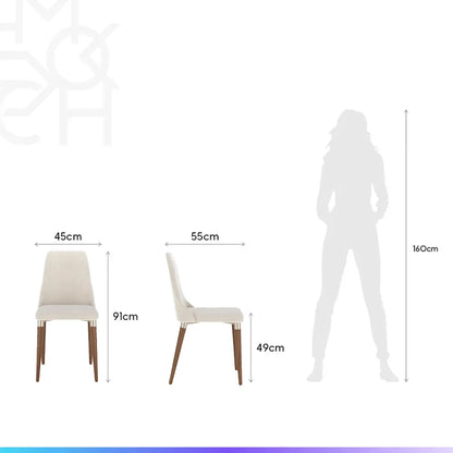 Conjunto de Jantar Mesa Orgânica Kalyx 4 Cadeiras Lara - Champanhe c/ Canella - Off White