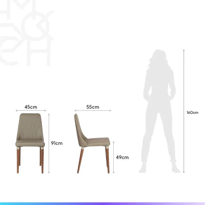 Conjunto de Jantar Mesa Redonda com Vidro Cloe 4 Cadeiras Lara - Champanhe c/ Off White - Fendi