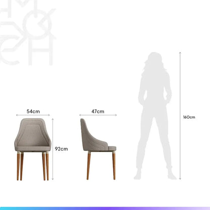 Conjunto de Jantar Mesa Redonda com Vidro Kalina 4 Cadeiras Evelyn - Canella c/ Cinza