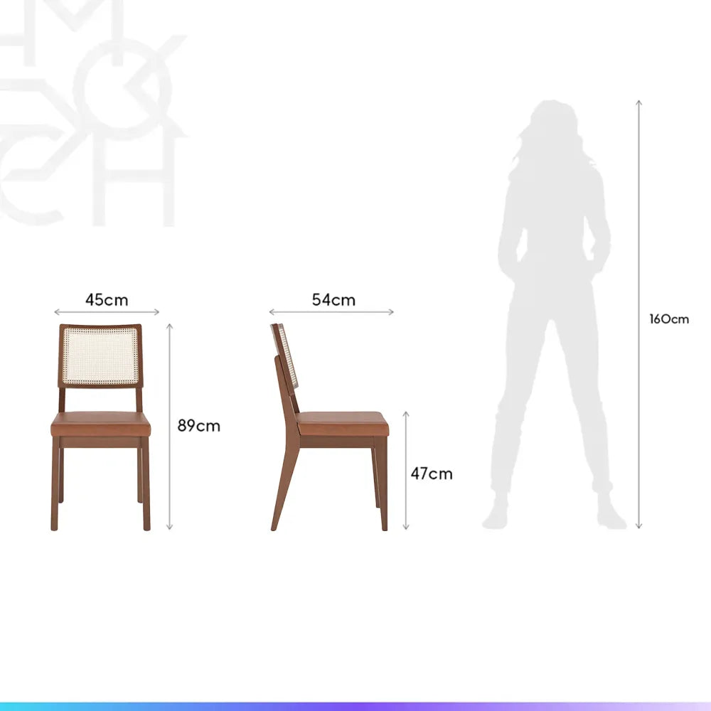 Conjunto de Jantar Mesa Retangular Harmony 8 Cadeiras Saga - Natural c/ Caramelo