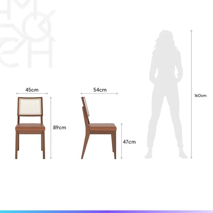 Conjunto de Jantar Mesa Retangular Harmony 8 Cadeiras Saga - Natural c/ Caramelo