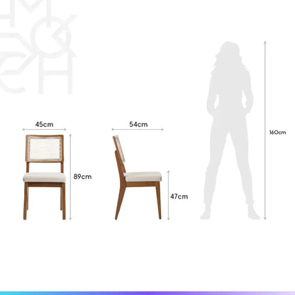 Conjunto de Jantar Mesa Retangular Harmony 8 Cadeiras Saga - Natural c/ Cru