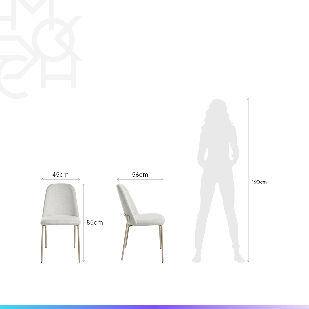 Conjunto de 2 Cadeiras de Aço Estofada Lucille - Champanhe c/ Soft Palha