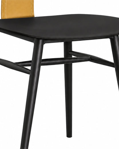 Conjunto de 2 Cadeiras de Aço Estofada Évoa - Preto e Caramelo