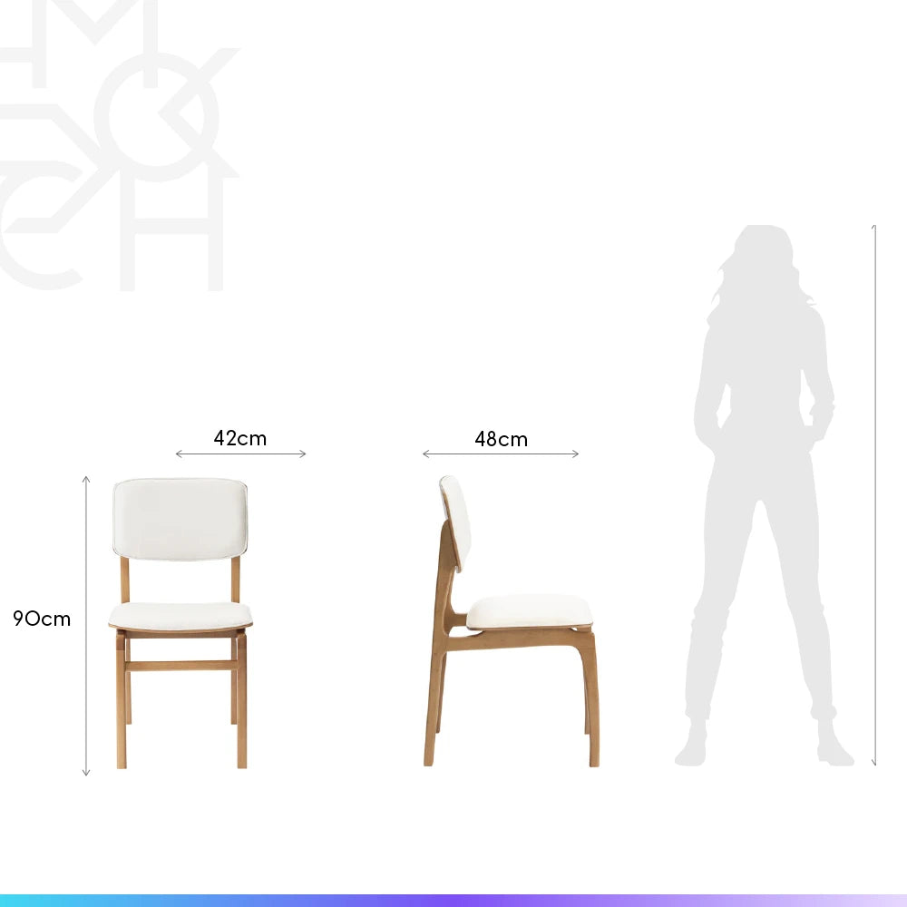 Conjunto de Jantar Mesa Orgânica 6 Cadeiras Gaya - Natural c/ Off White