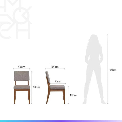 Conjunto de Jantar Mesa Orgânica Gaya 6 Cadeiras Ella - Natural c/ Mescla Cinza