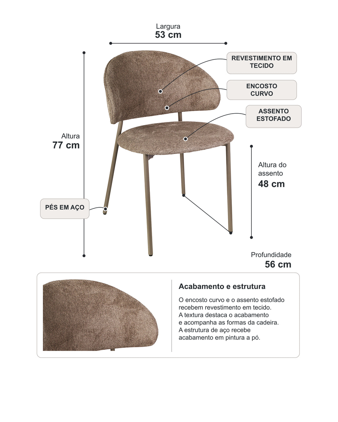 Conjunto de Jantar Mesa Orgânica Tellina 120cm com 4 Cadeiras Liora – Mel c/ Cinza