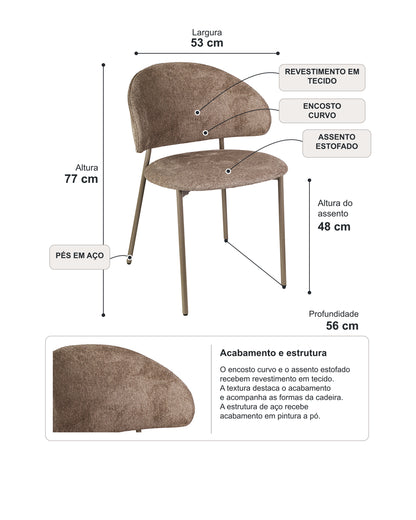Conjunto de Jantar Mesa Orgânica Tellina 120cm com 4 Cadeiras Liora – Mel c/ Cinza