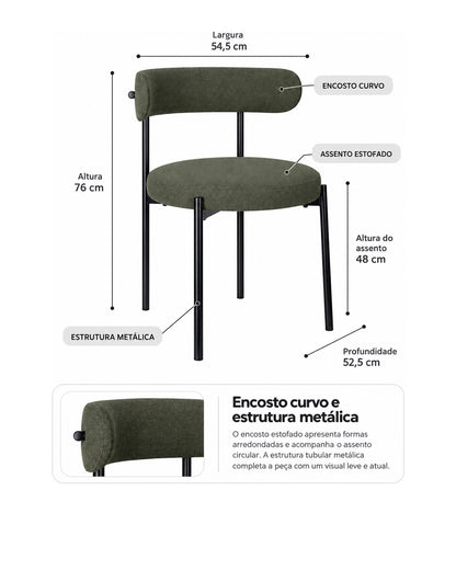 Conjunto de Jantar Mesa Orgânica Tellina 90cm com 2 Cadeiras Olyra – Mel c/ Verde
