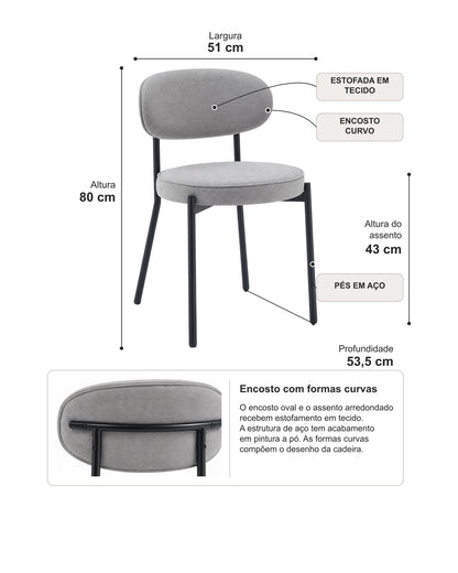 Conjunto de Jantar Mesa Orgânica Tellina 90cm com 2 Cadeiras Oryn – Mel c/ Cinza