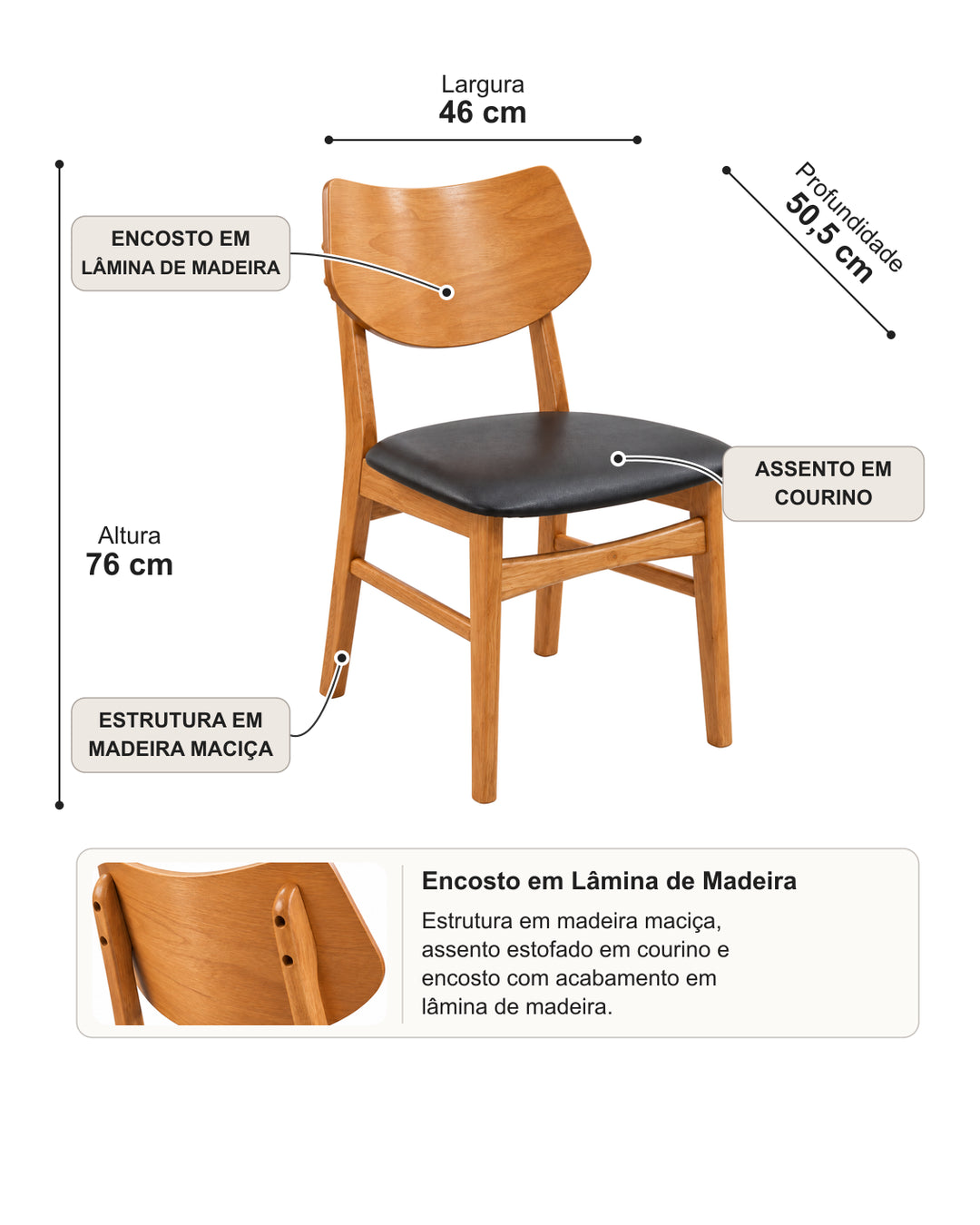Conjunto de Jantar Mesa Orgânica Tellina 90cm com 4 Cadeiras Noria – Mel c/ Natural