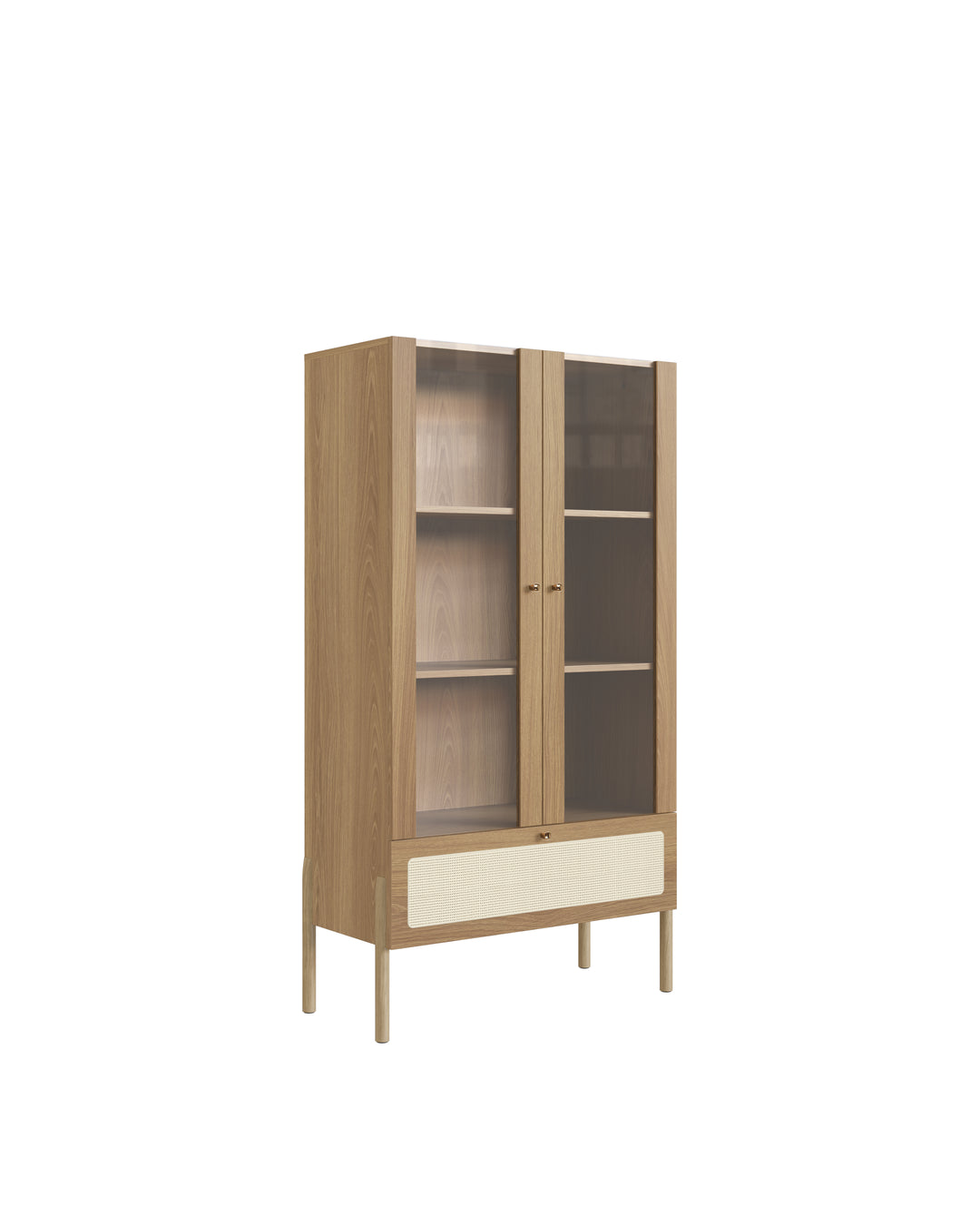 Cristaleira 2 Portas Vidro 1 Gaveta Urdi 83 cm - Mel c/ Palhinha
