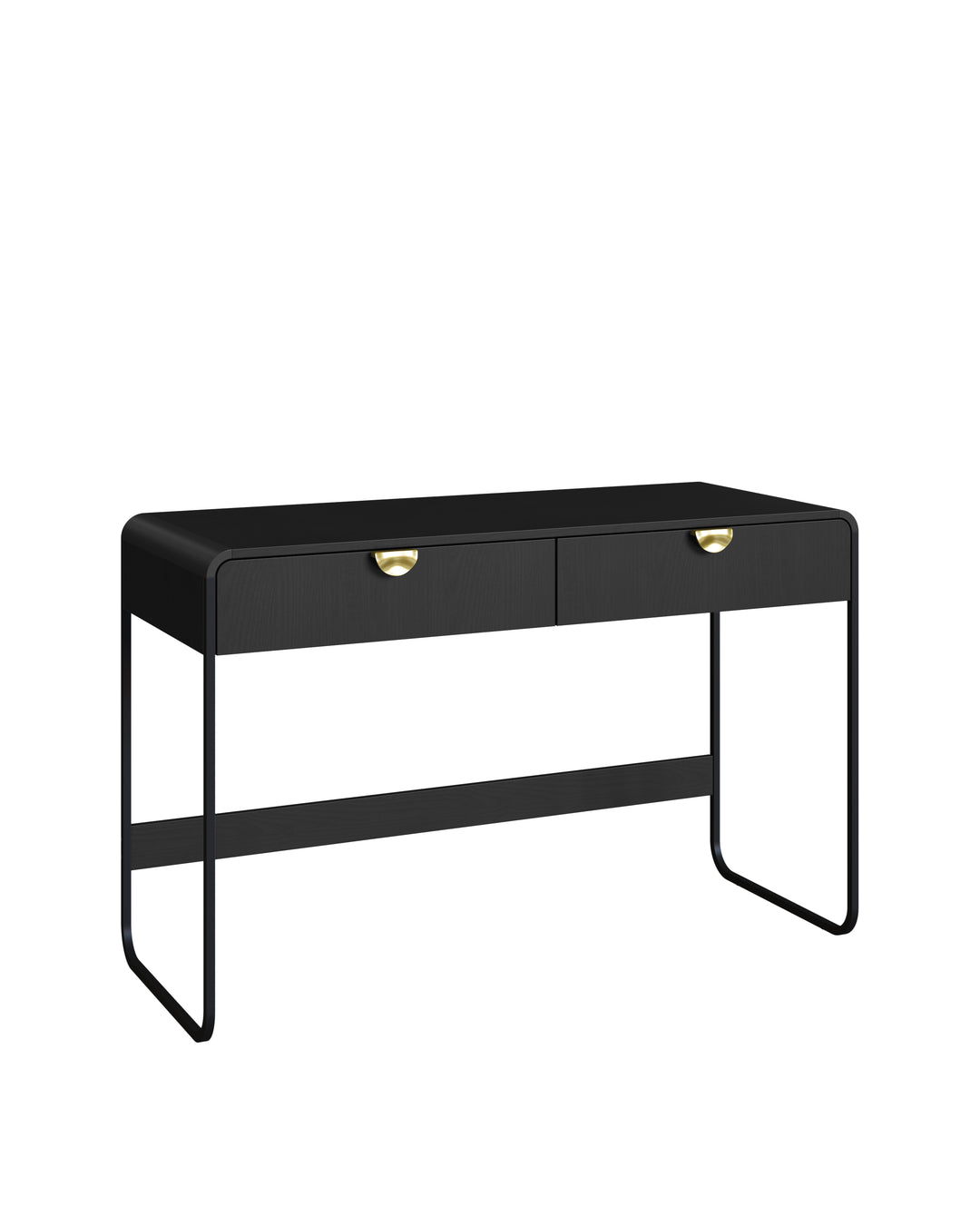 Escrivaninha Orgânica 2 Gavetas com Pés em Aço Dunna 125 cm - Preto Fosco