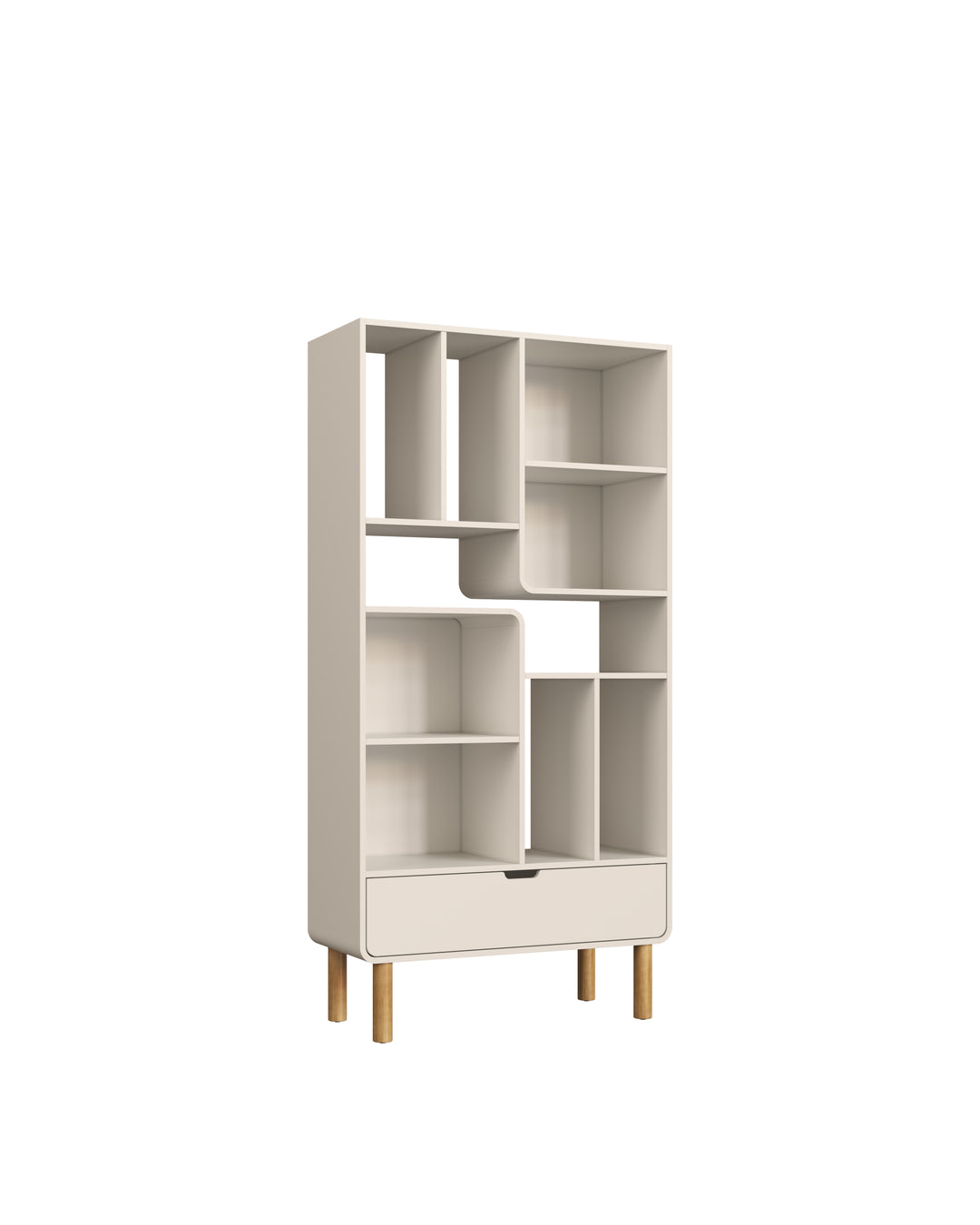 Estante Orgânica 1 Gaveta Prateleiras  Yume 180 cm - Off-White Fosco