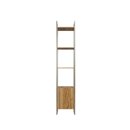 Estante com 3 Prateleiras 1 Porta MDF com Aço Voss 40 cm - Freijó c/ Champanhe
