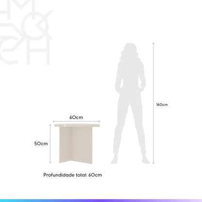 Mesa Lateral Triangular para Sala Elia 50 cm - Off White