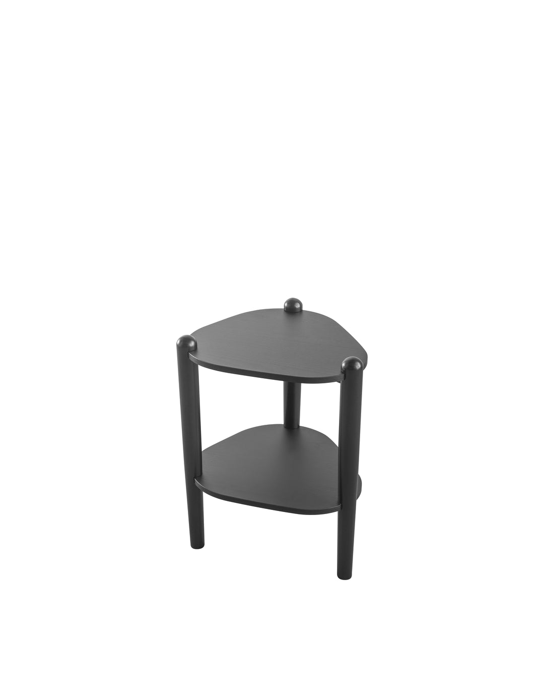 Mesa Lateral com Prateleira Orgânica com Pés em Madeira Maciça Mori 45 cm - Preto Fosco