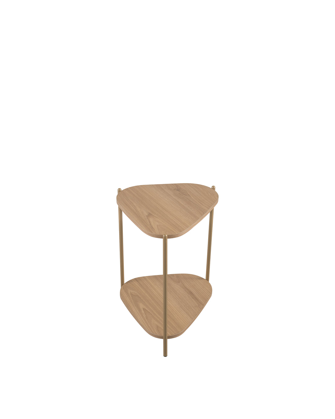 Mesa Lateral com Prateleira Orgânica e Pés em Aço Nami 44 cm - Mel c/ Dourado