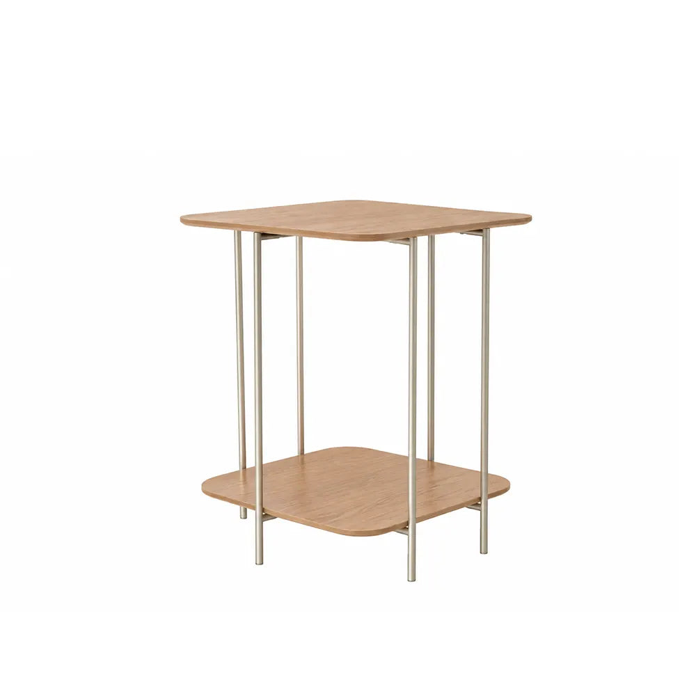 Mesa Lateral com pés em Metal Biophilia Alta 55 cm - Mel c/ Champanhe