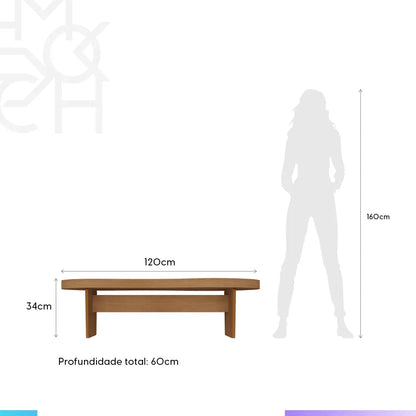 Mesa de Centro Orgânica para Sala Luna 120 cm - Mel
