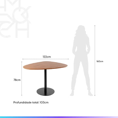 Conjunto de Jantar Mesa Organica Kalyx 4 Cadeiras Ella Canella c/ PU Caramelo