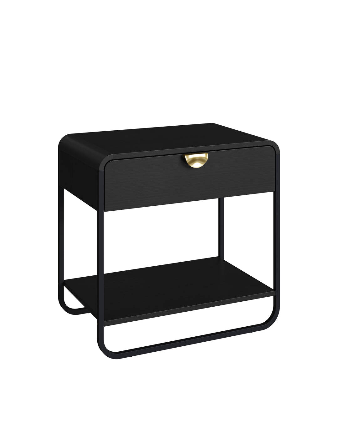 Mesa de Cabeceira com 1 Gaveta Dunna 60 cm - Preto c/ Dourado