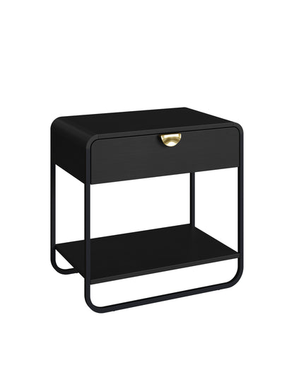 Mesa de Cabeceira com 1 Gaveta Dunna 60 cm - Preto c/ Dourado