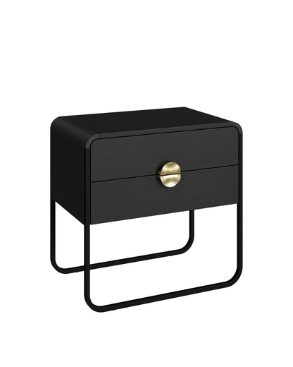 Mesa de Cabeceira com 2 Gavetas Dunna 60 cm - Preto c/ Dourado