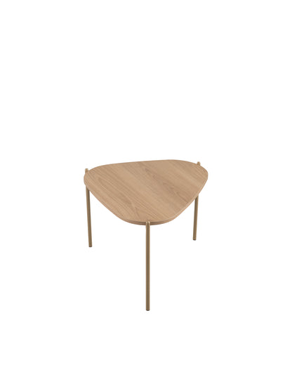 Mesa de Centro Orgânica com Pés em Aço Nami 59 cm - Mel c/ Dourado