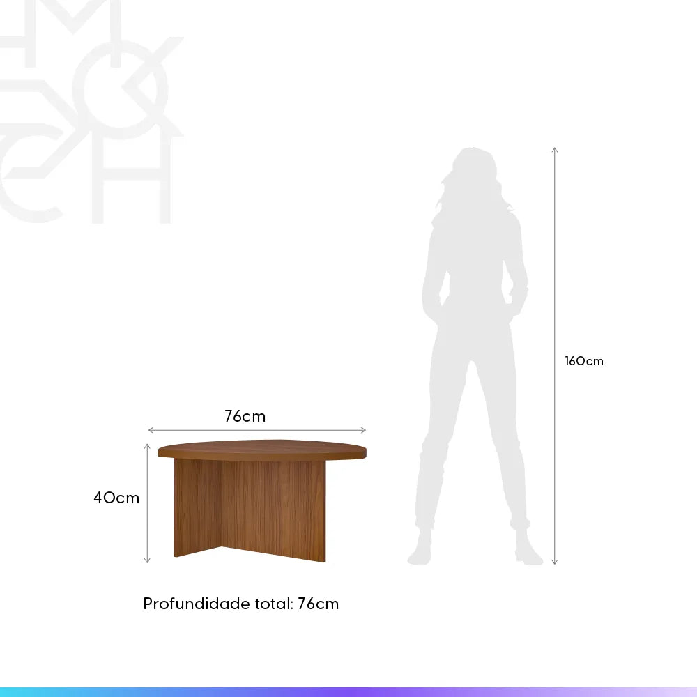 Mesa de Centro Triangular para Sala Elia 76 cm - Natural