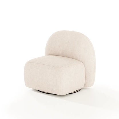 Poltrona Estofada Giratória Aurora - Linho Texturizado Off White