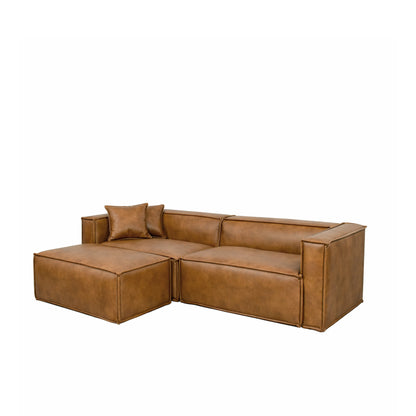 Puff Modular Estofado Freddo 80 cm - PU Caramelo