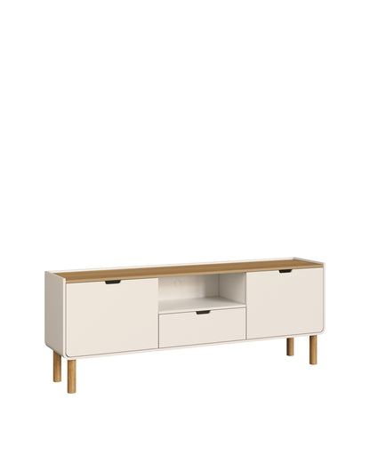 Rack Orgânico 2 Portas 1 Gaveta Yume 180 cm - Off-White c/ Mel