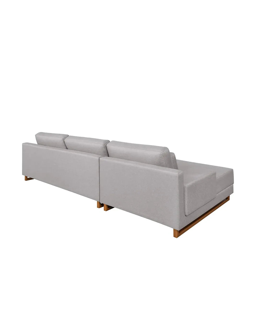 Sofá 3 Lugares com Chaise Lado Esquerdo Mônaco 240 cm - Linho Texturizado Cinza c/ Natural