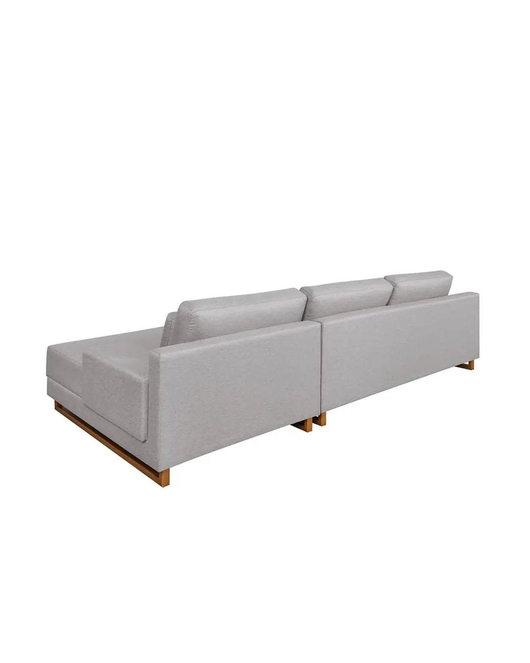Sofá 3 Lugares com Chaise Lado Direito Mônaco 240 cm - Linho Texturizado Cinza c/ Natural