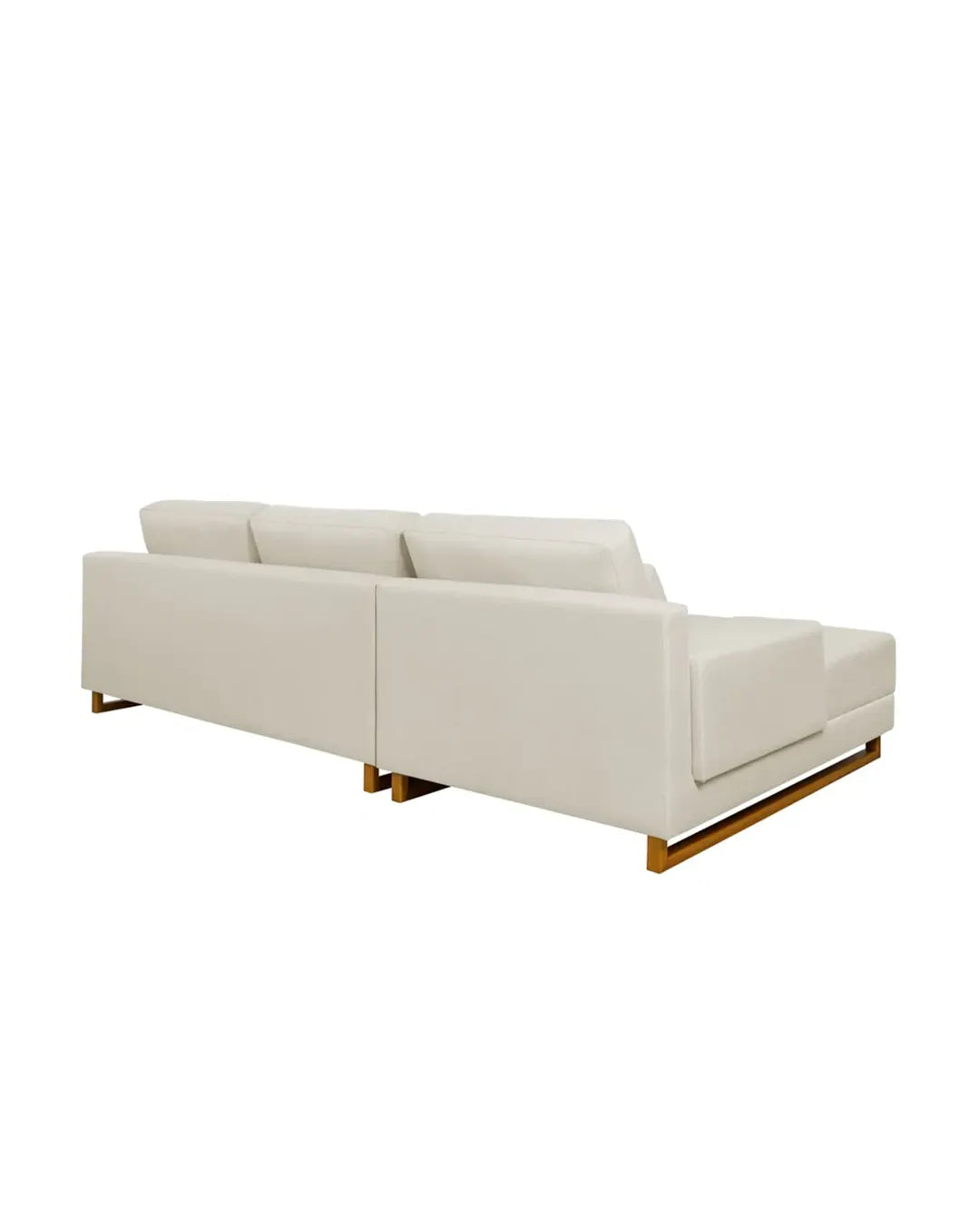 Sofá 6 Lugares com Chaise Lado Esquerdo Mônaco 300 cm - Linho Texturizado Bege c/ Natural