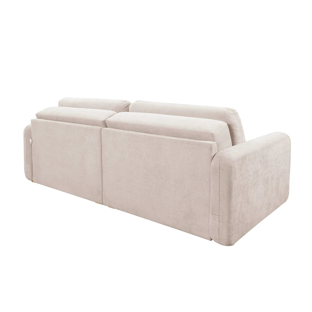 Sofá Cama Retrátil e Reclinável 4 Lugares Hudson 270 cm - Linho Texturizado Bege