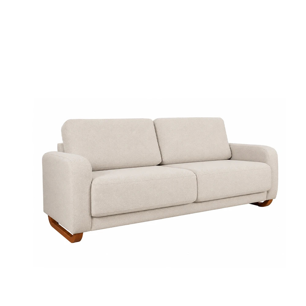 Sofá 3 Lugares Capri 190 cm - Linho Texturizado Bege c/ Natural