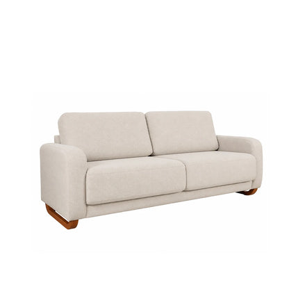Sofá 3 Lugares Capri 190 cm - Linho Texturizado Bege c/ Natural