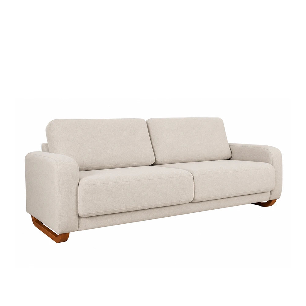 Sofá 4 Lugares Capri 230 cm - Linho Texturizado Bege c/ Natural