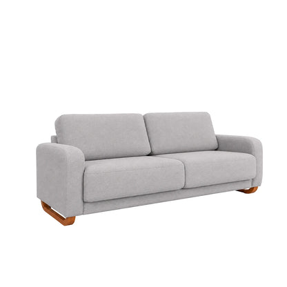Sofá 4 Lugares Capri 230cm - Linho Texturizado Cinza c/ Natural