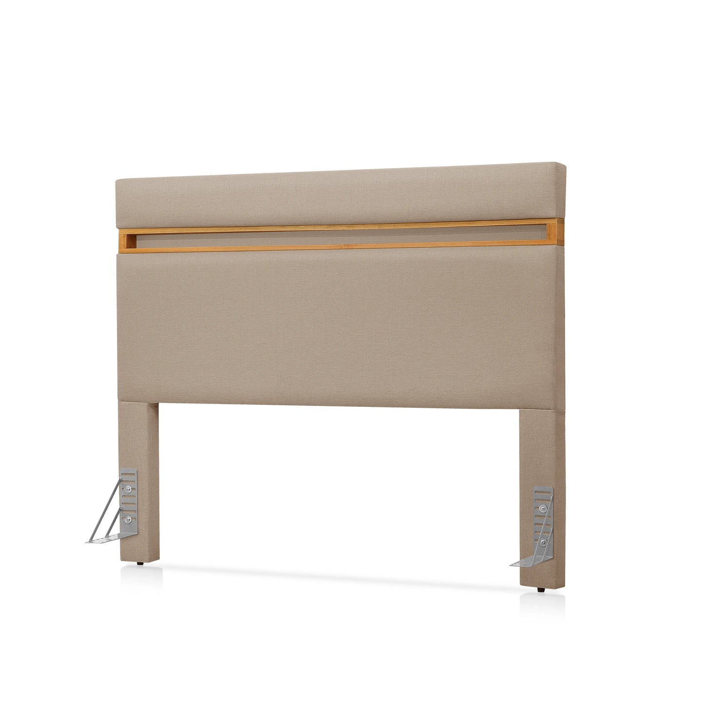 Cabeceira Casal Estofada Mira 140 cm - Mel c/ Linho Bege